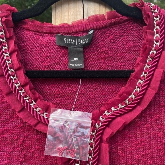 White House/Black Market Magenta Hook &‎ Eye Cardigan Sweater NWOT - Picture 3 of 6